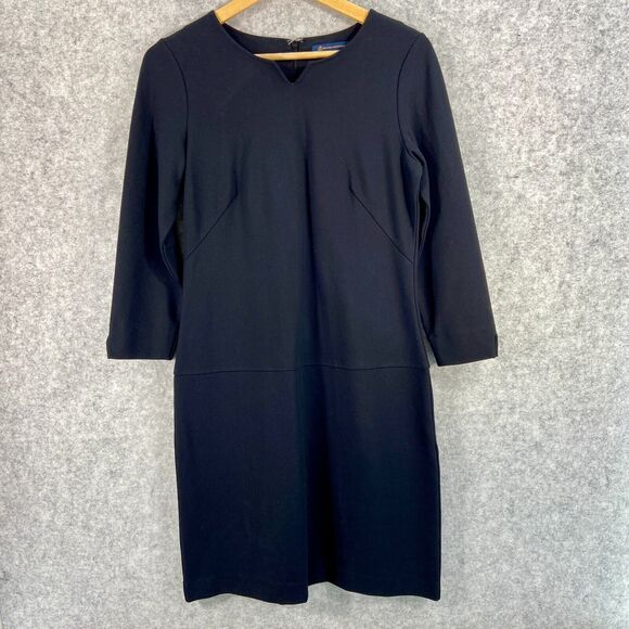 Brooks Brothers Womens Long Sleeve Sheath Dress Black Size 2 - Picture 1 of 11